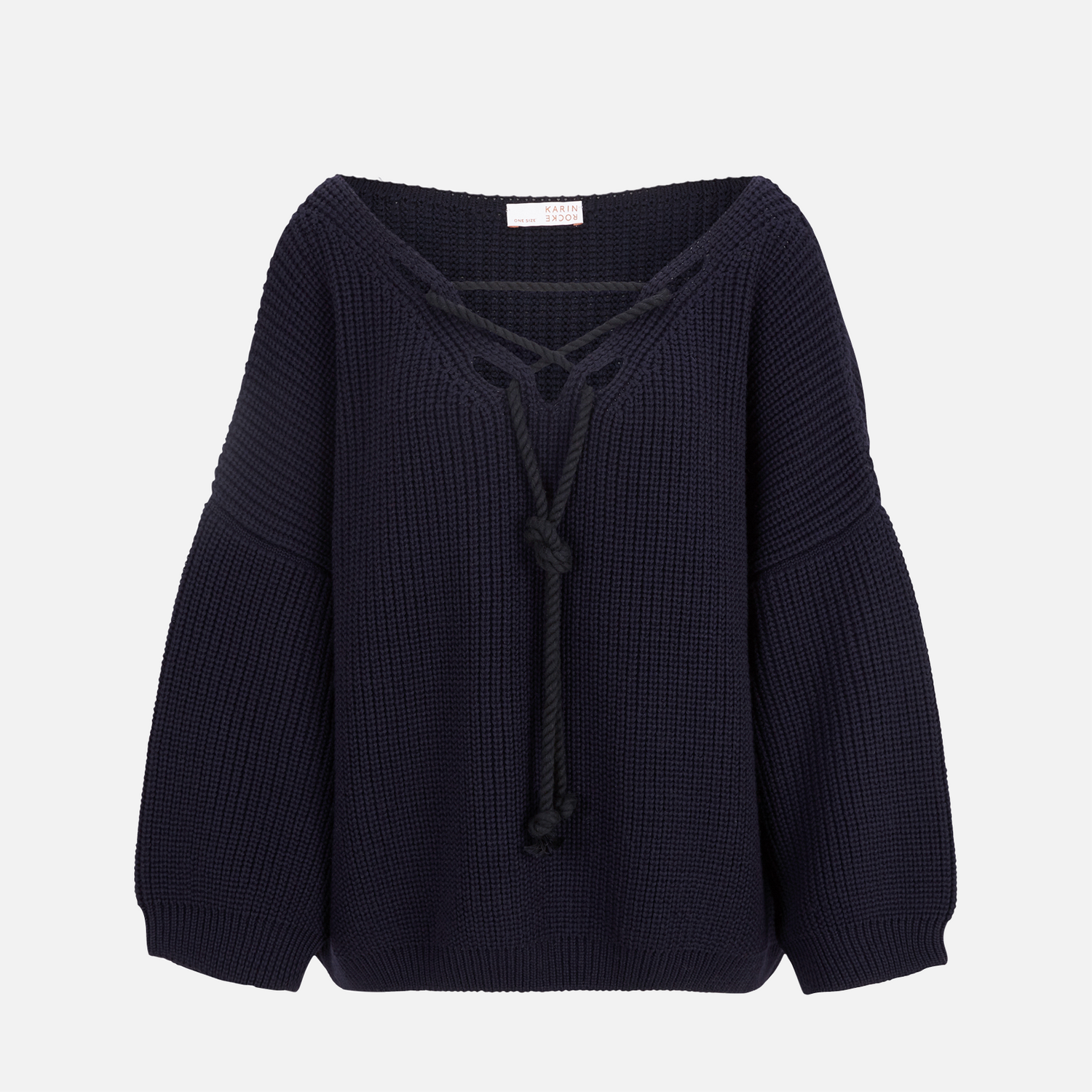 Karin Rocke Oversized v-neck in merino wool jumpers navy blue