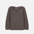 Karin Rocke Oversized v-neck in merino wool jumpers grey brown castoro