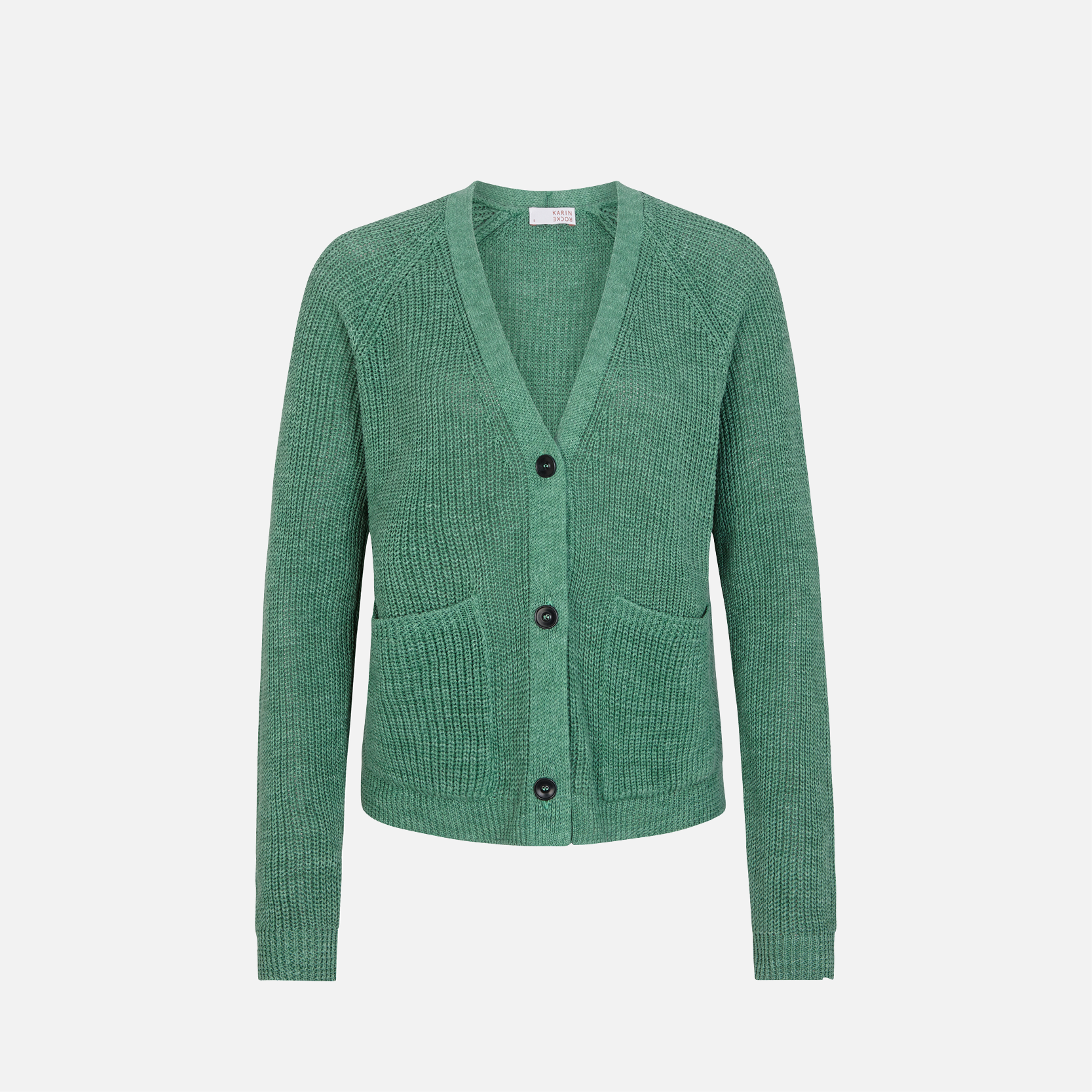 Karin Rocke V-neck cardigan in cotton and linen jackets & coats hazy green