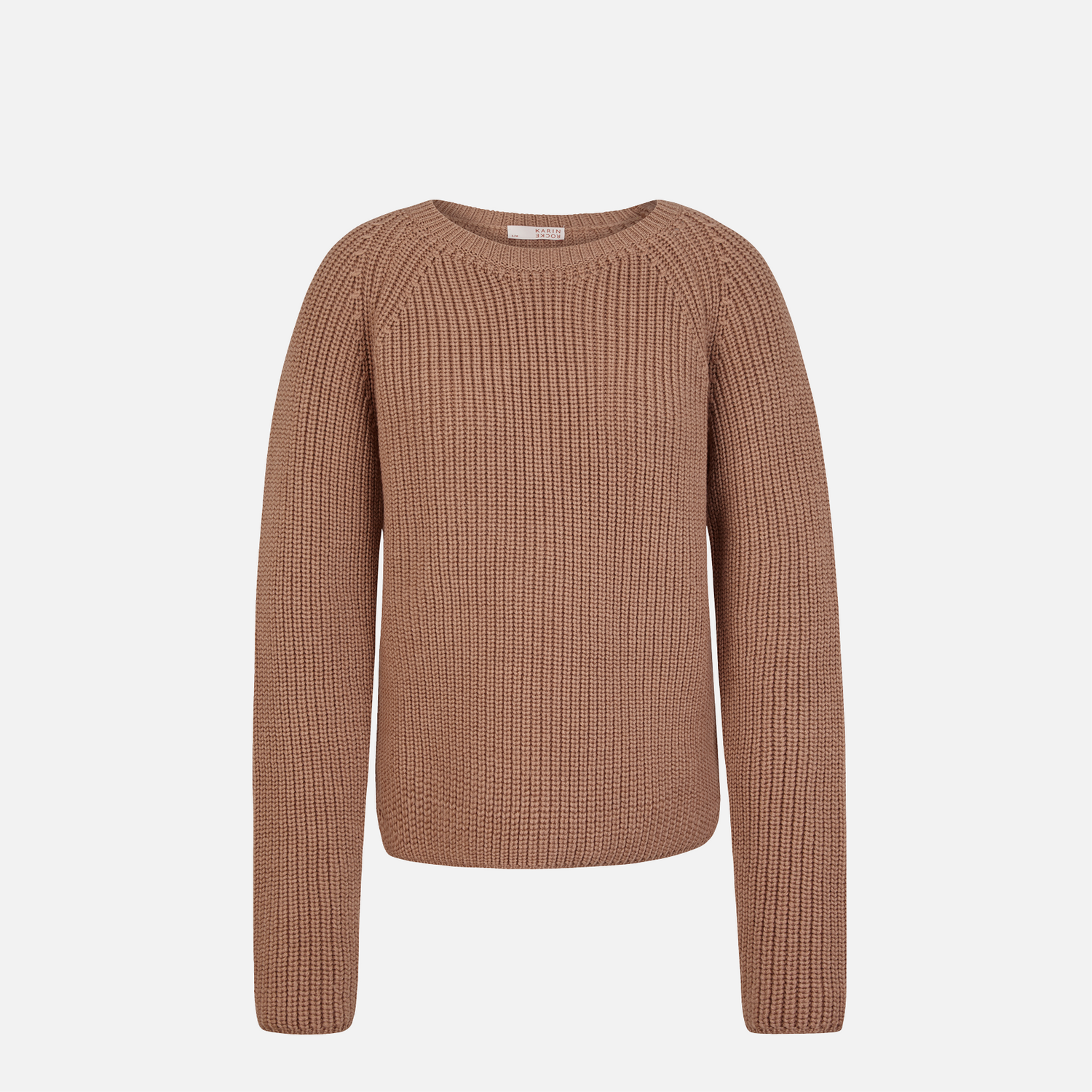 Karin Rocke chunky crew neck jumpers light camel