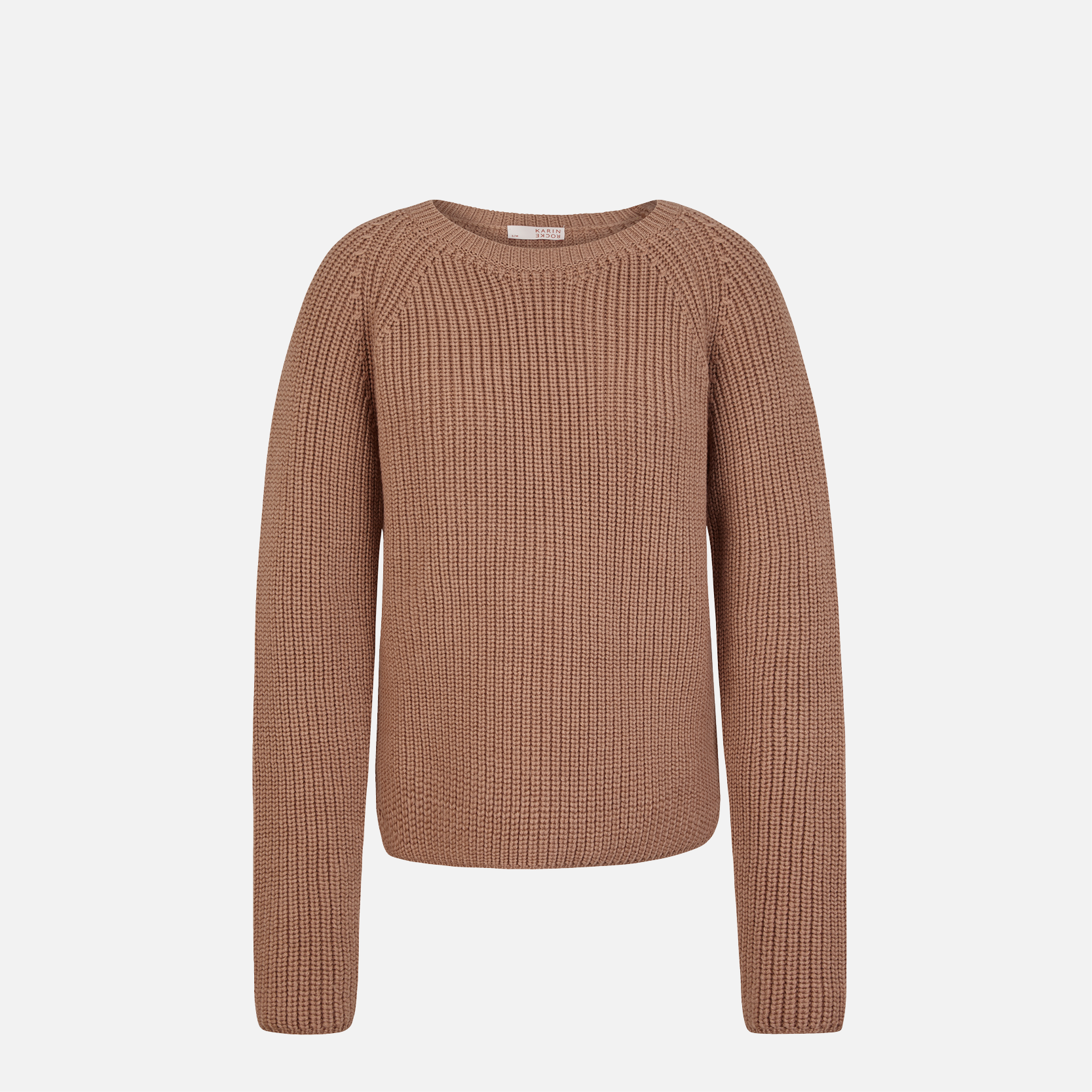 Karin Rocke chunky crew neck jumpers light camel