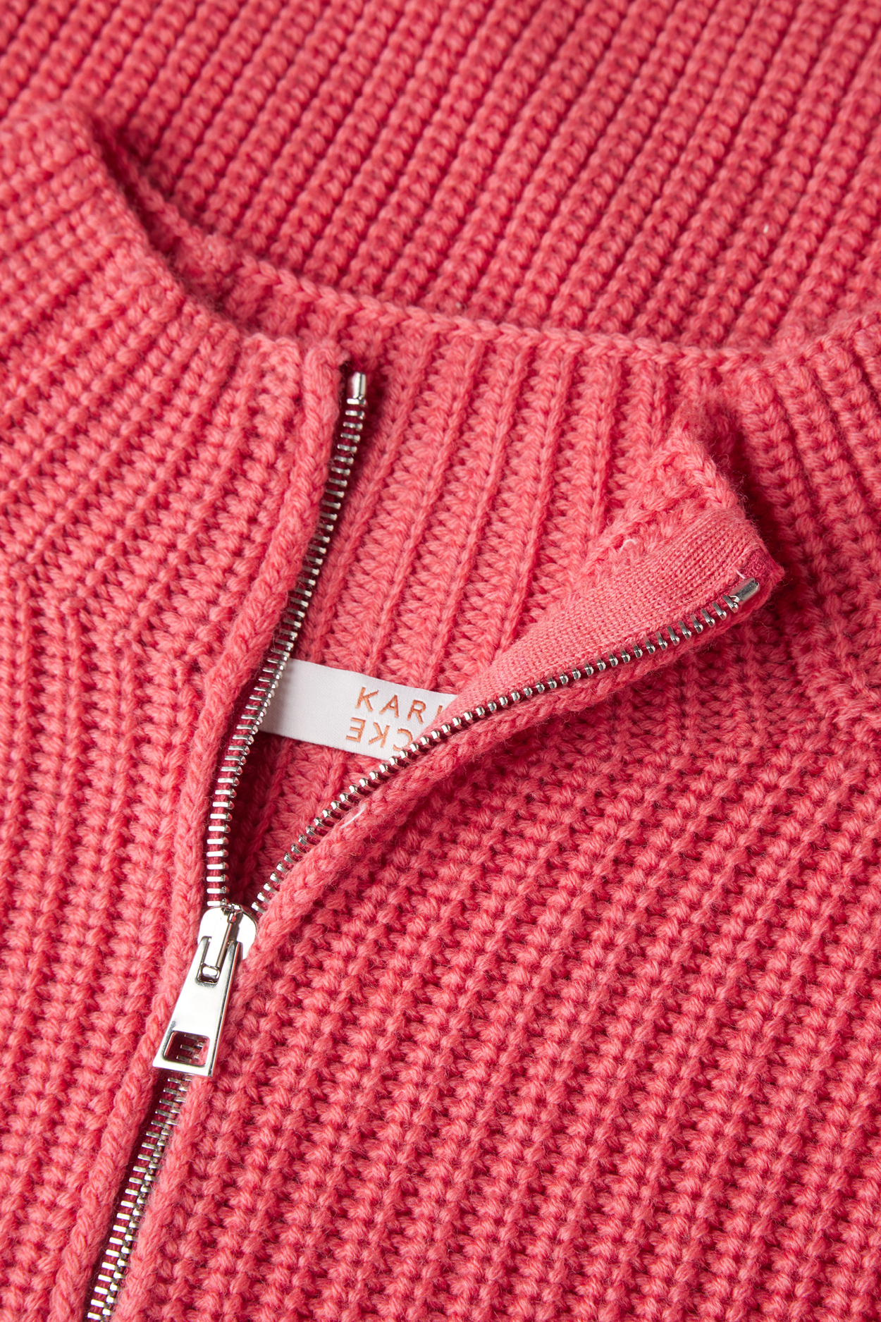 Karin Rocke chunky zip jacket cardigans soft coral red