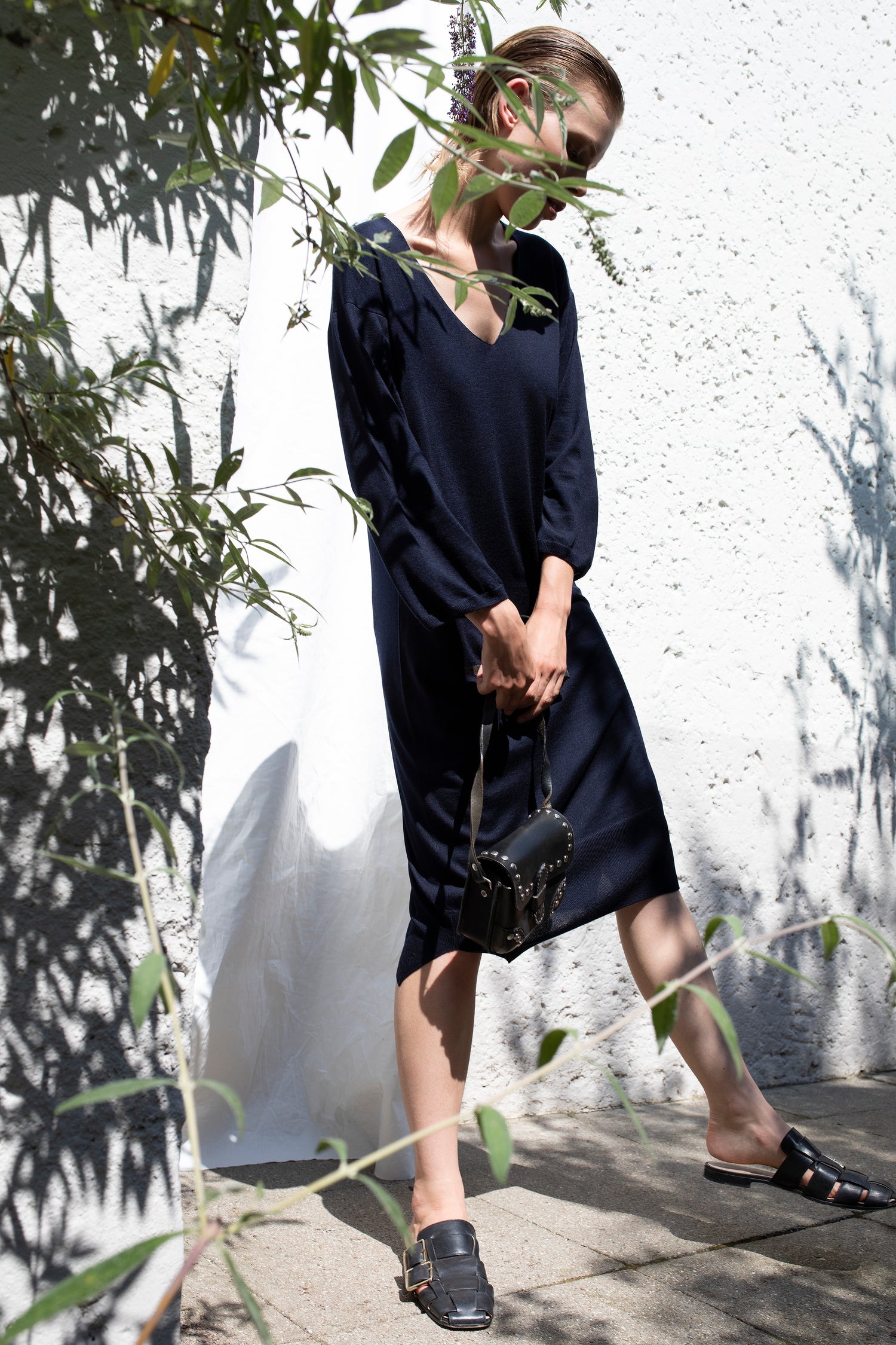 Karin Rocke luxury dress with slits dresses navy blue