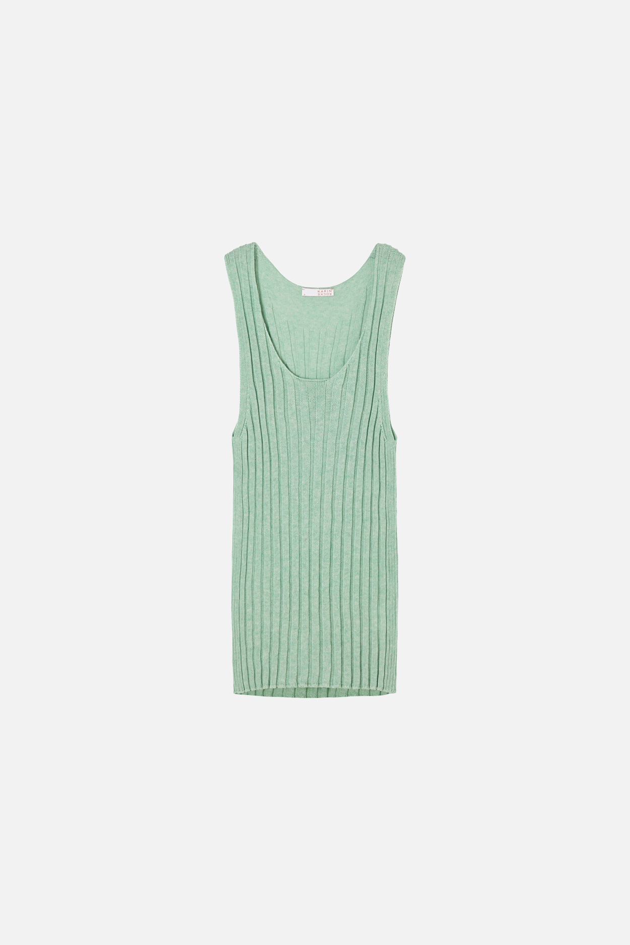 Karin Rocke ribbed tank top summer knits light green