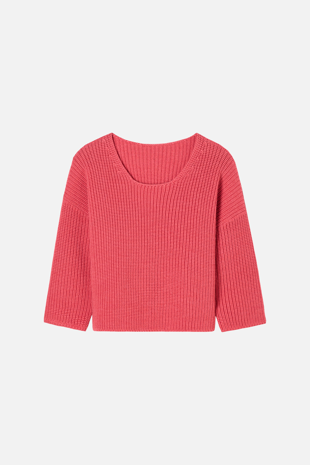 Karin Rocke square neck merino jumper jumpers soft coral red