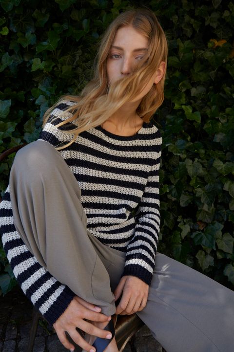 Karin Rocke striped summer jumper jumpers grey and blue stripes
