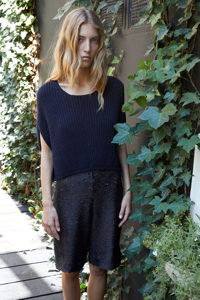 Karin Rocke summer cap sleeve summer knits deep blue