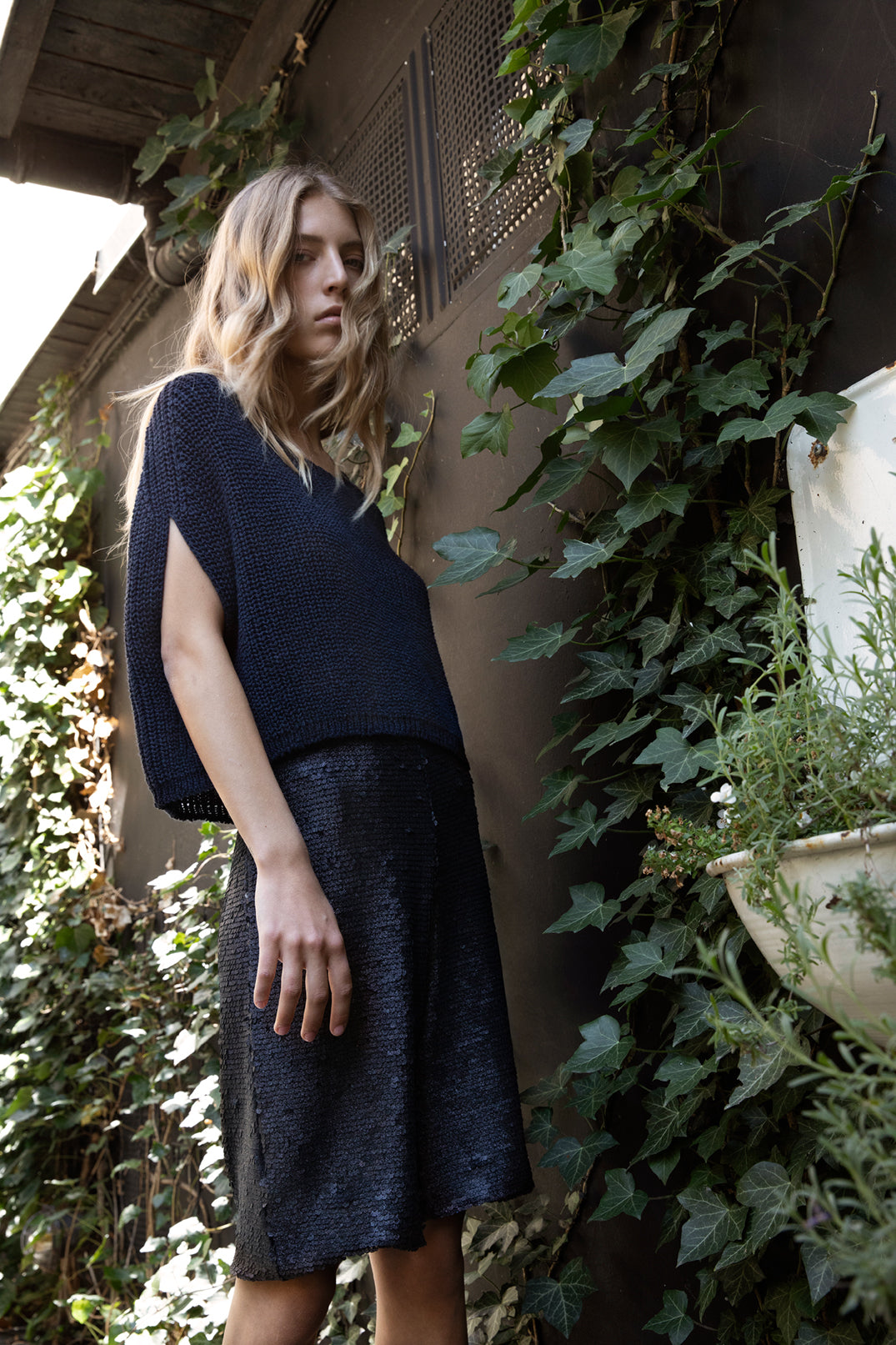 Karin Rocke summer cap sleeve summer knits deep blue