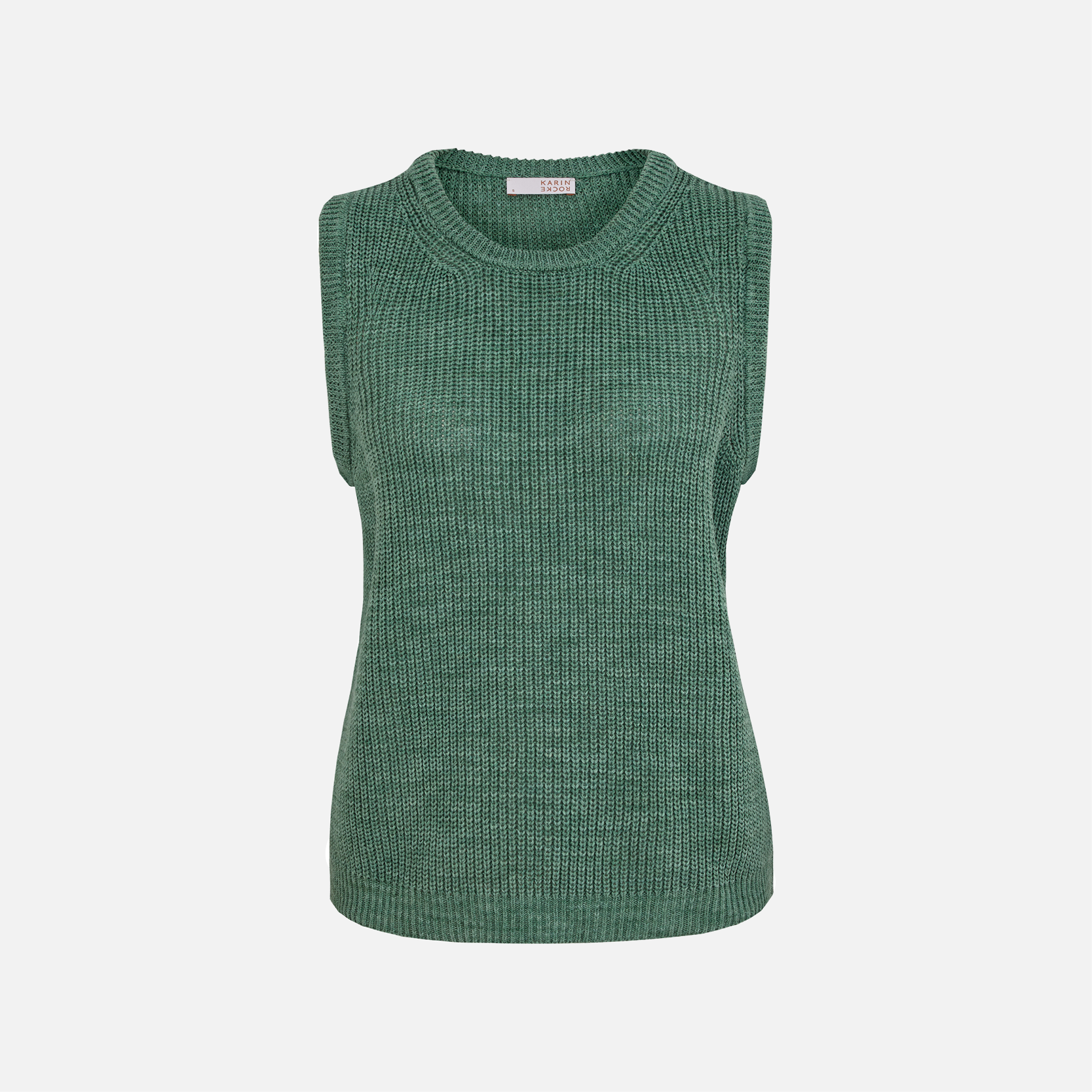 Karin Rocke tank top in cotton and linen summer knits hazy green
