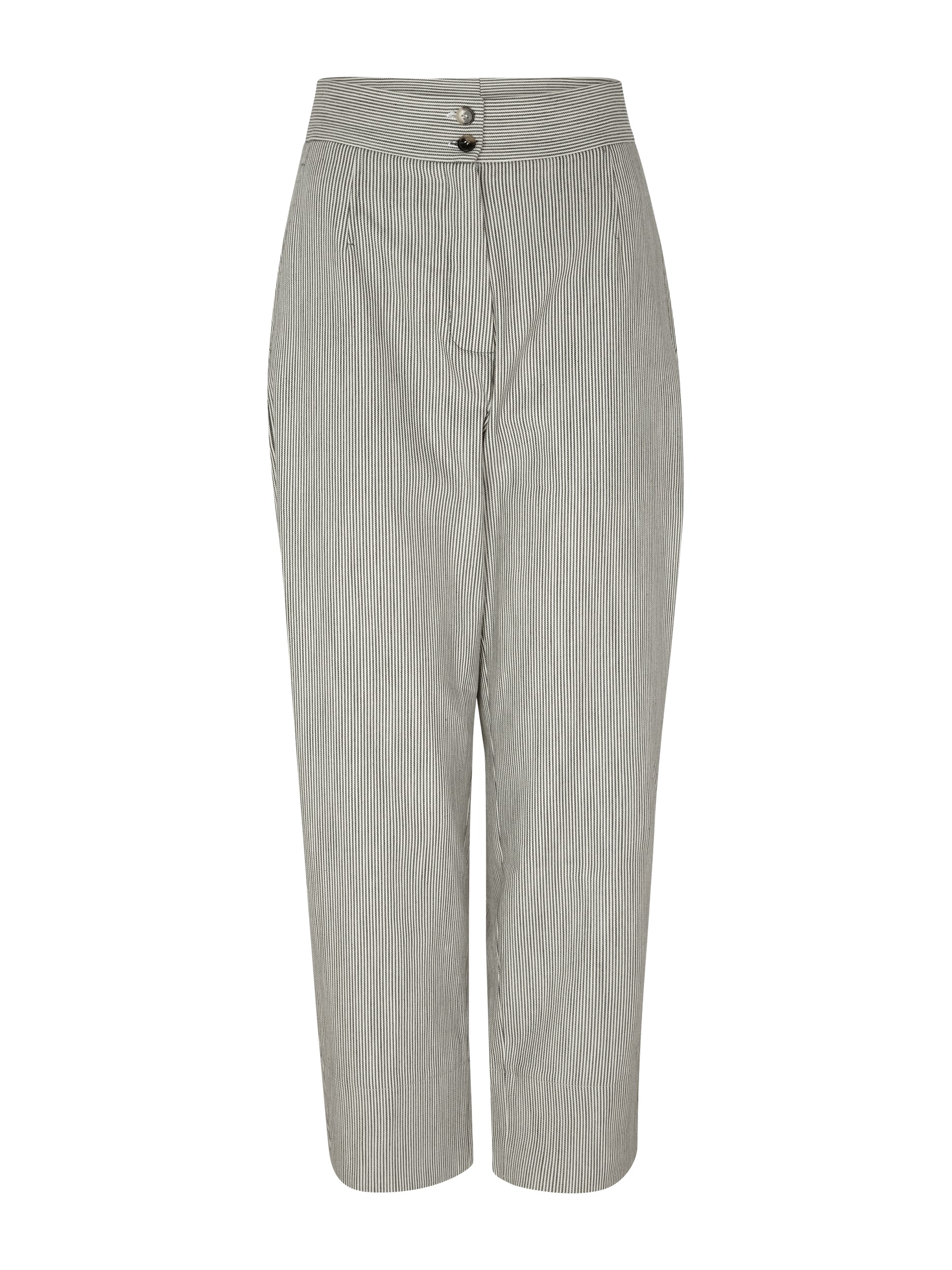 Karin Rocke tapered striped cotton pants pants blue& white
