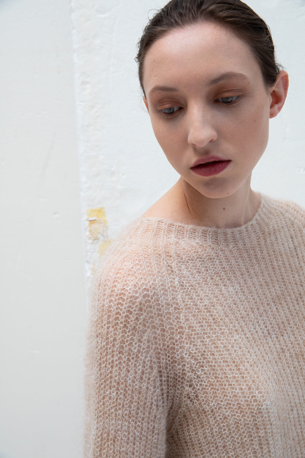 Sheer Mohair blend Pullover Crew Neck