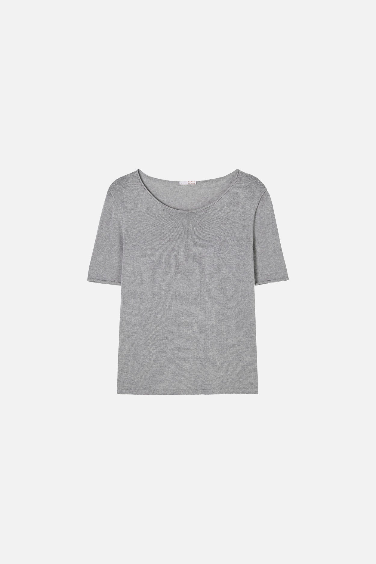 cotton cashmere knit shirt grey melange