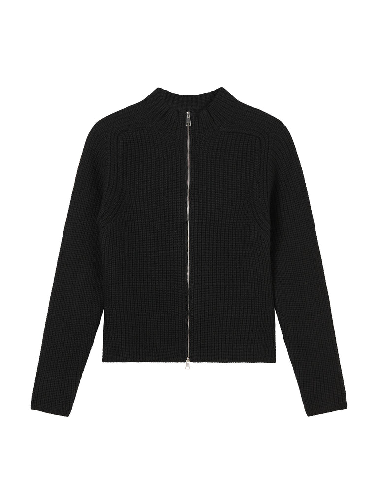 Karin Rocke Fitted Cardigan with Zipper cardigans black