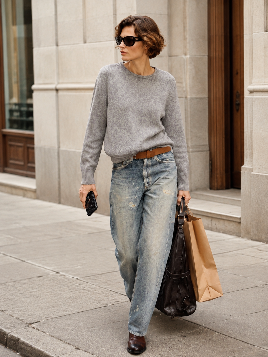 Crew neck basic jumper grey melange