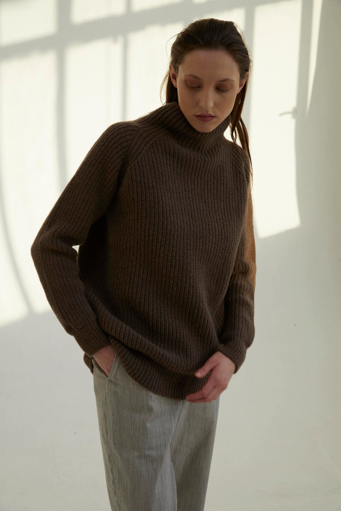 Lambswool Jumper Long Brown