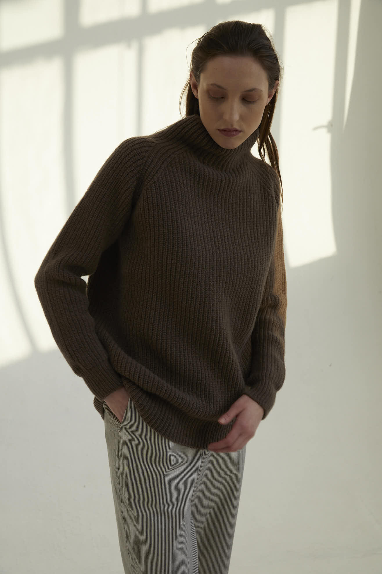Lambswool Jumper Long Brown