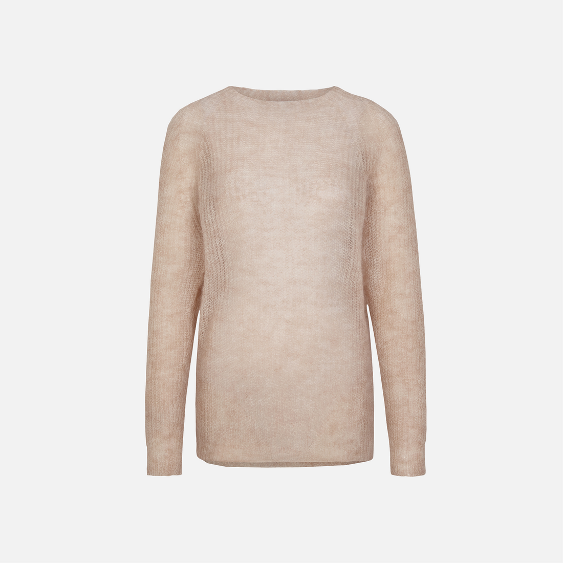 Sheer Mohair Pullover Rundhals Beige