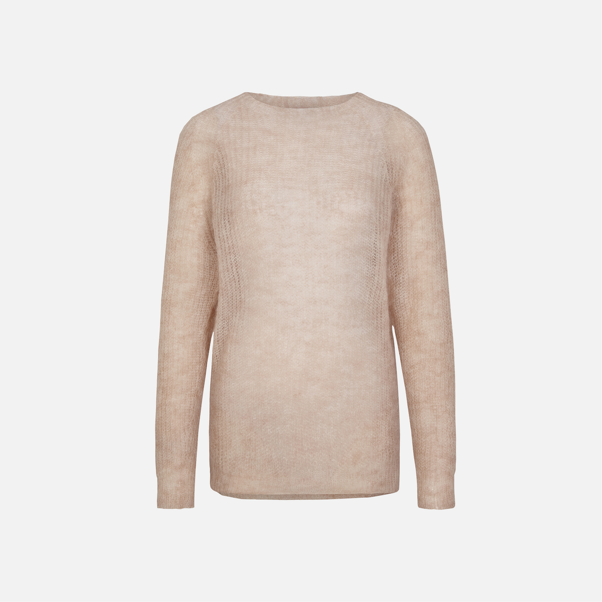 Sheer Mohair Pullover Rundhals Beige