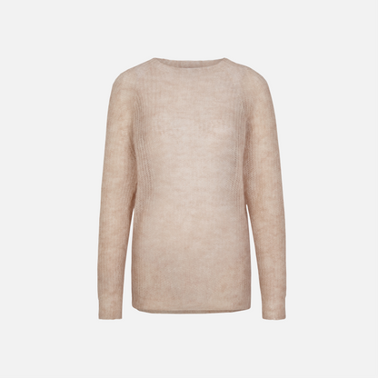 Sheer Mohair Pullover Rundhals Beige
