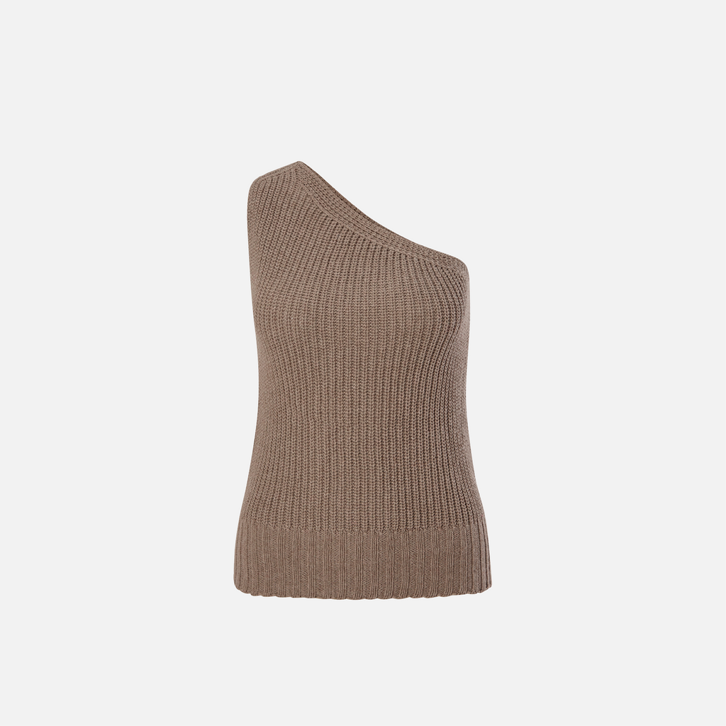 Karin Rocke One shoulder top in cotton and cashmere summer knits