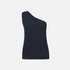 Karin Rocke One shoulder top in cotton and cashmere summer knits navy blue