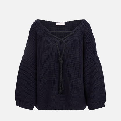 Karin Rocke Oversized v-neck in merino wool jumpers navy blue