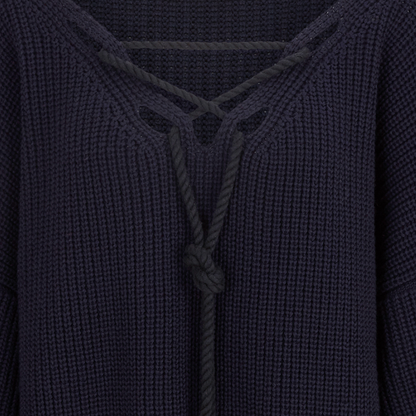Karin Rocke Oversized v-neck in merino wool jumpers navy blue