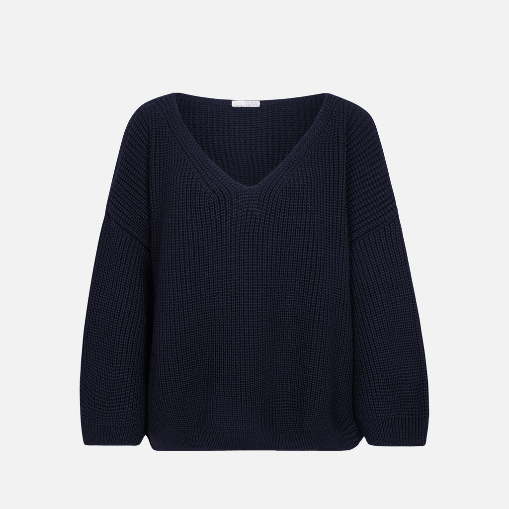 Karin Rocke Oversized v-neck in merino wool jumpers navy blue