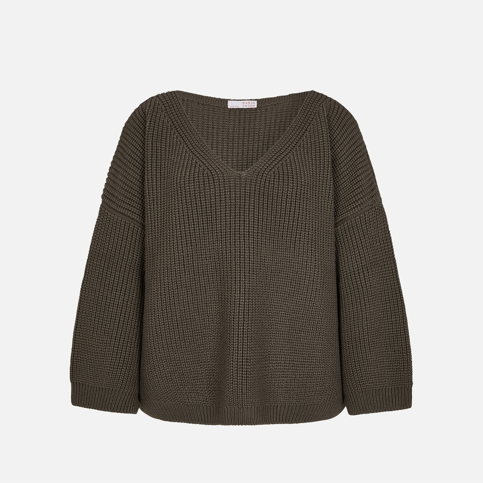 Karin Rocke Oversized v-neck in merino wool jumpers oliv