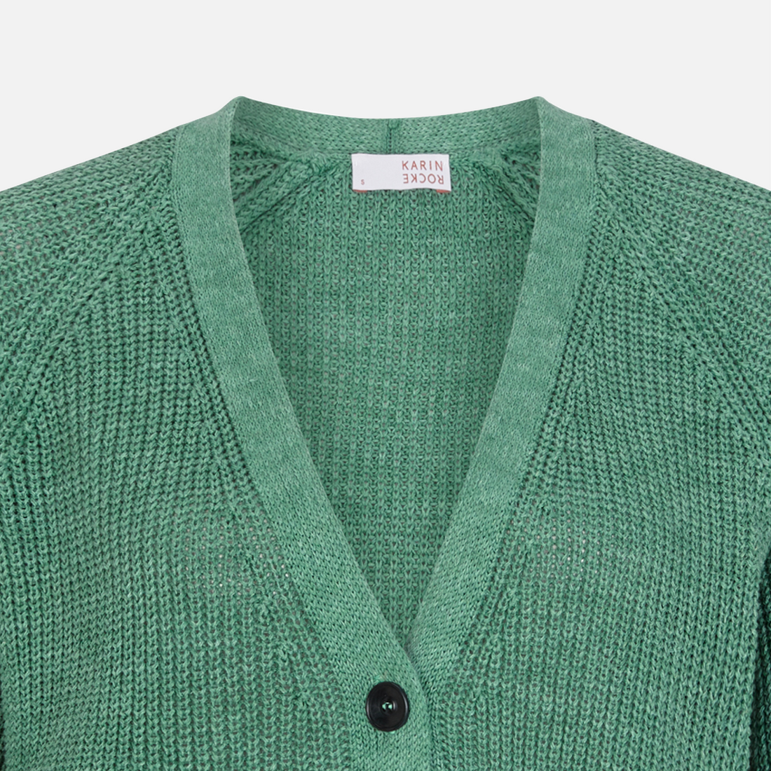Karin Rocke V-neck cardigan in cotton and linen jackets &amp; coats hazy green