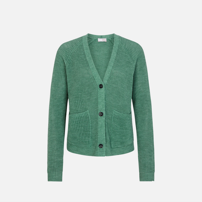 Karin Rocke V-neck cardigan in cotton and linen jackets &amp; coats hazy green