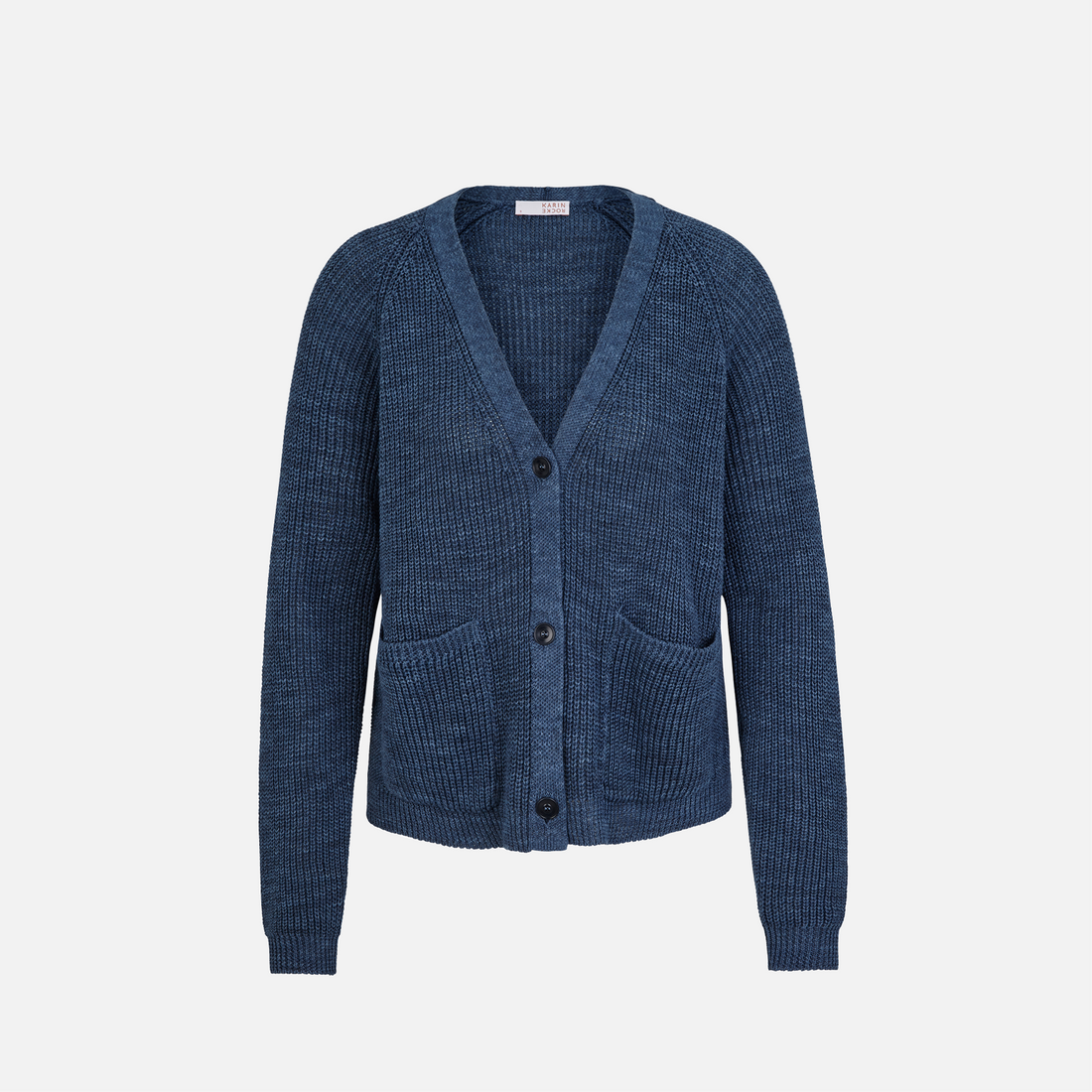 Karin Rocke V-neck cardigan in cotton and linen jackets &amp; coats jeansy blue