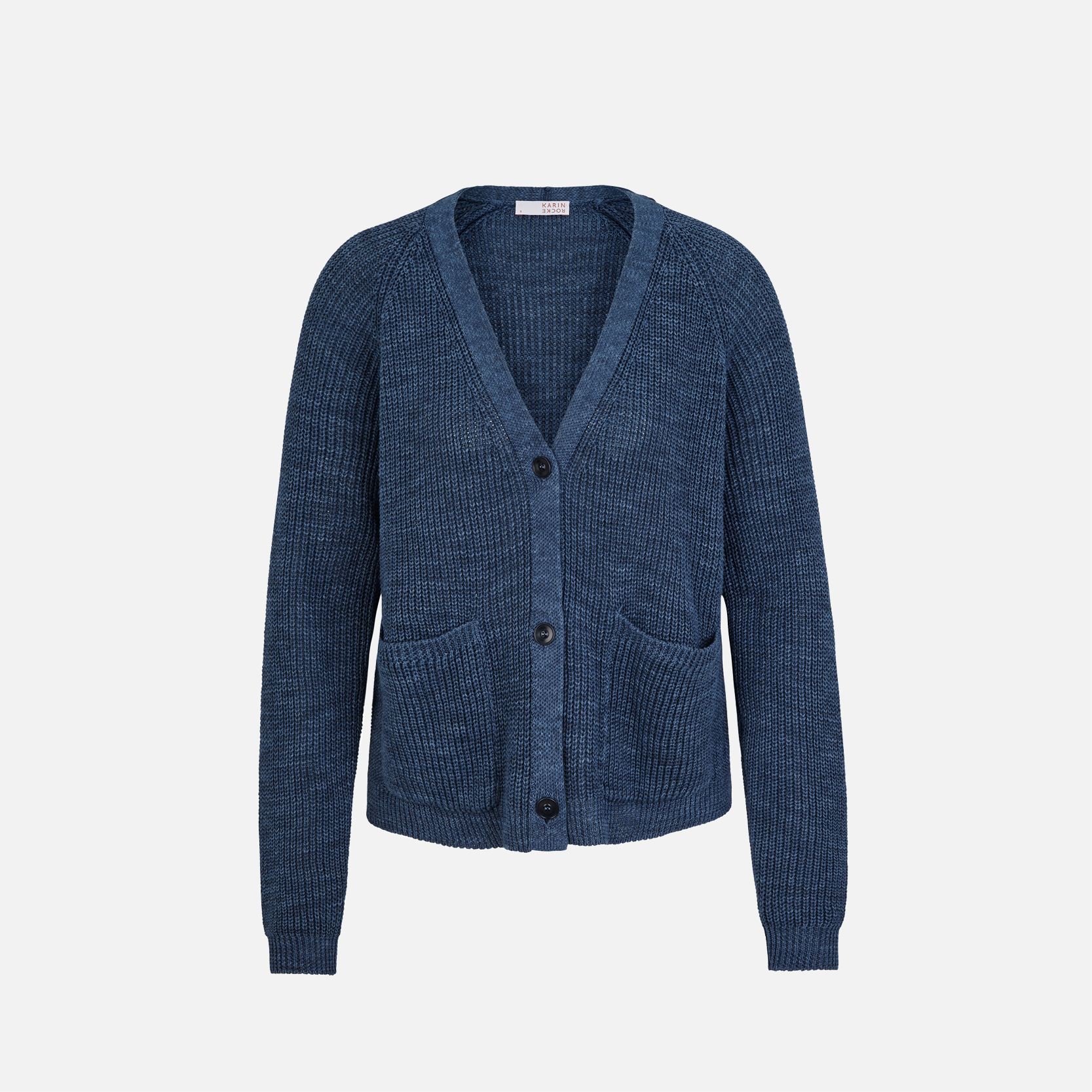 Karin Rocke V-neck cardigan in cotton and linen jackets &amp; coats jeansy blue