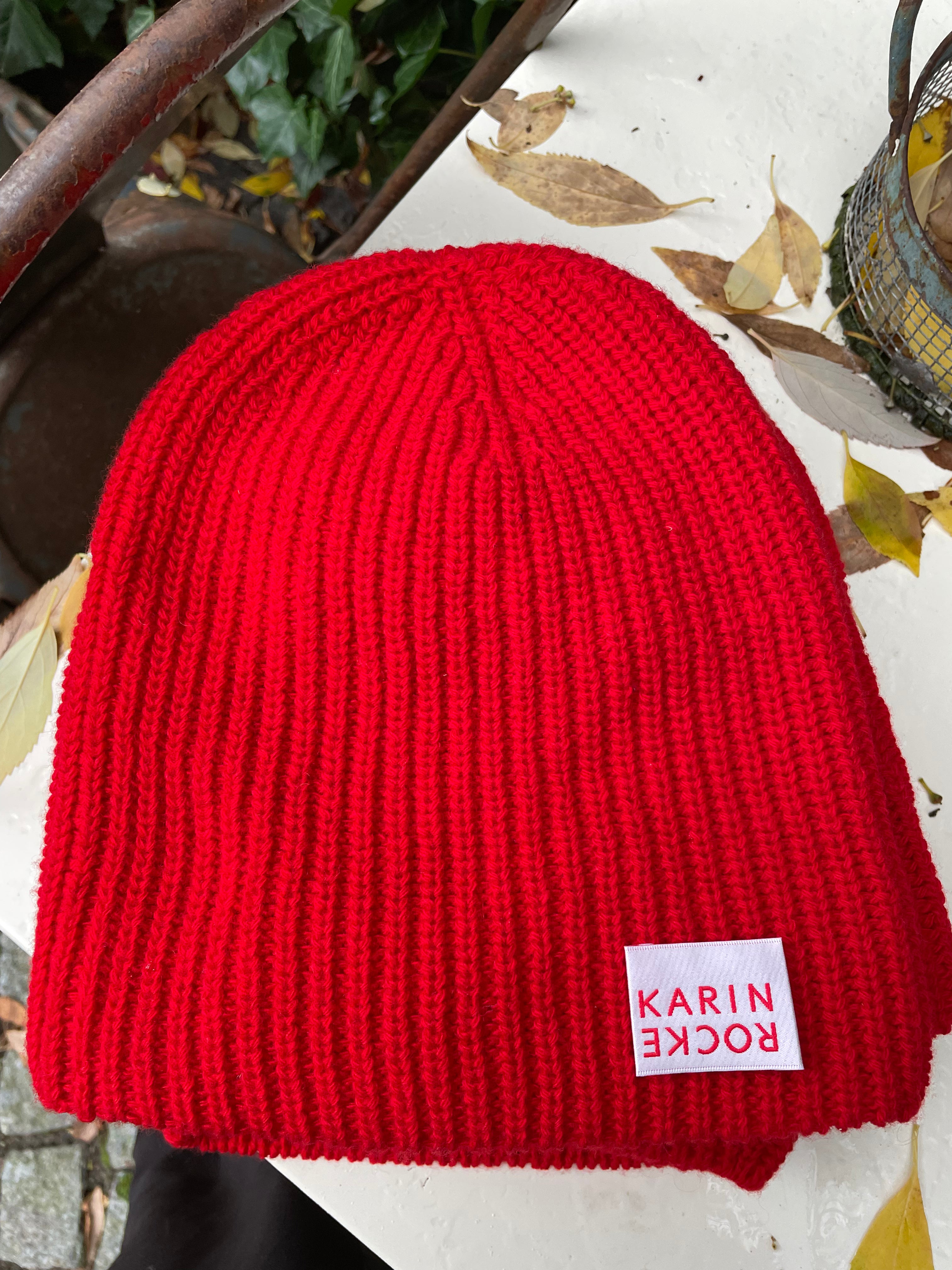 Red knit hat