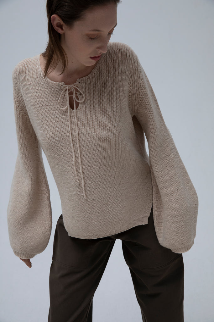 Karin Rocke blousy jumper in merino wool jumpers creamy beige