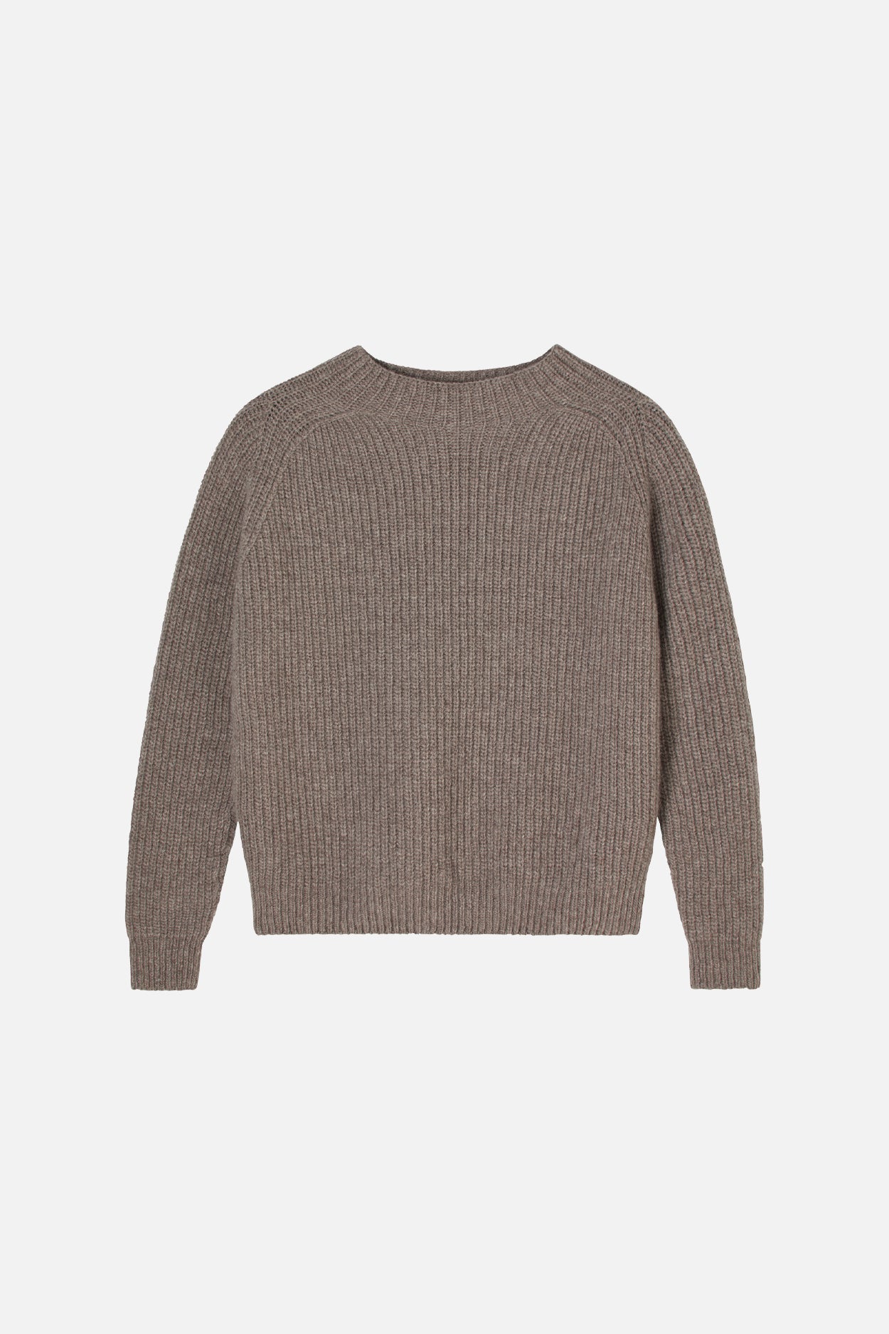 Karin Rocke boxy stand collar jumpers milky taupe