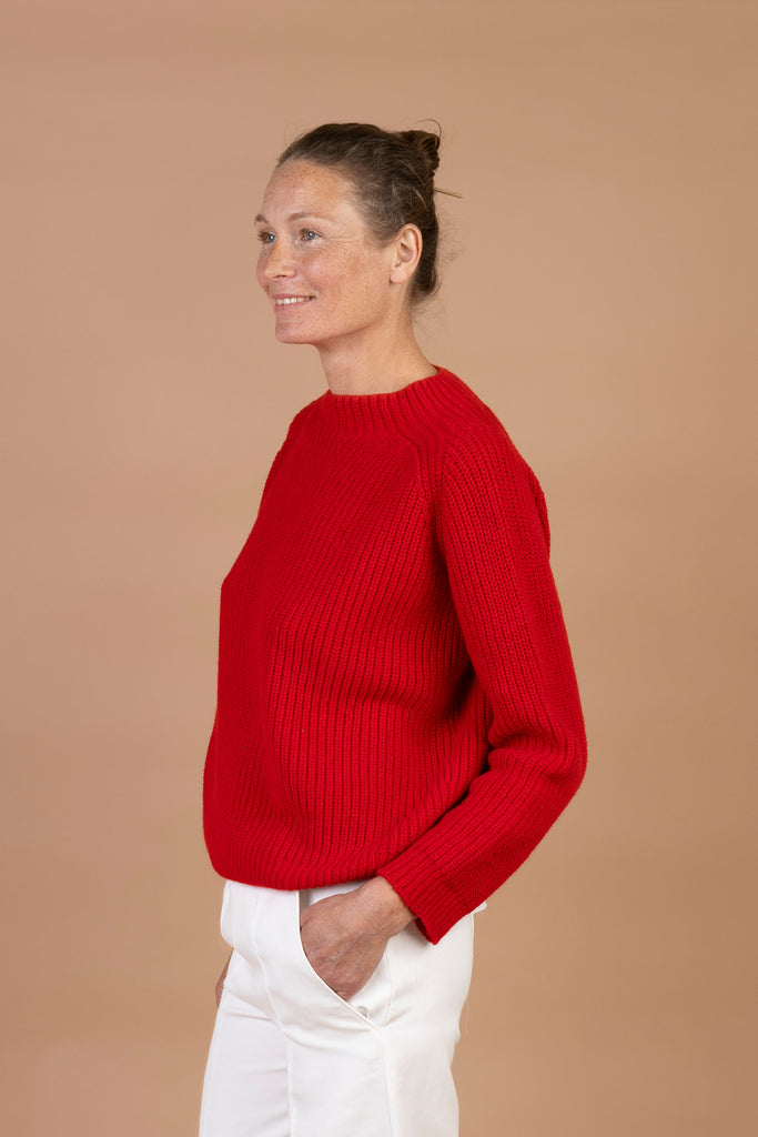 Karin Rocke boxy stand collar jumpers red