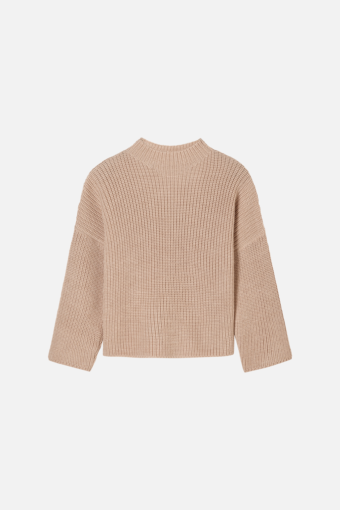 Karin Rocke cropped stand colour jumpers milky camel