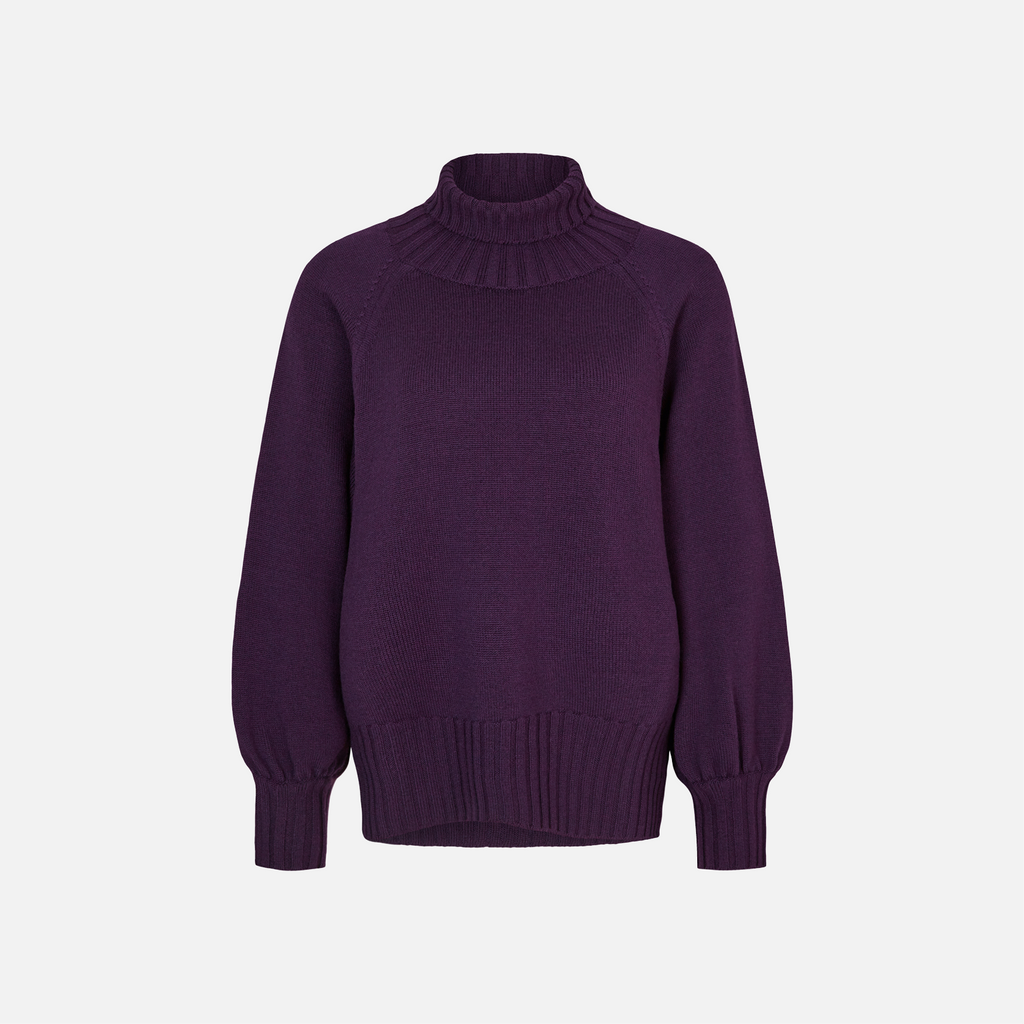 Karin Rocke jumper with cape allure jumpers aubergine