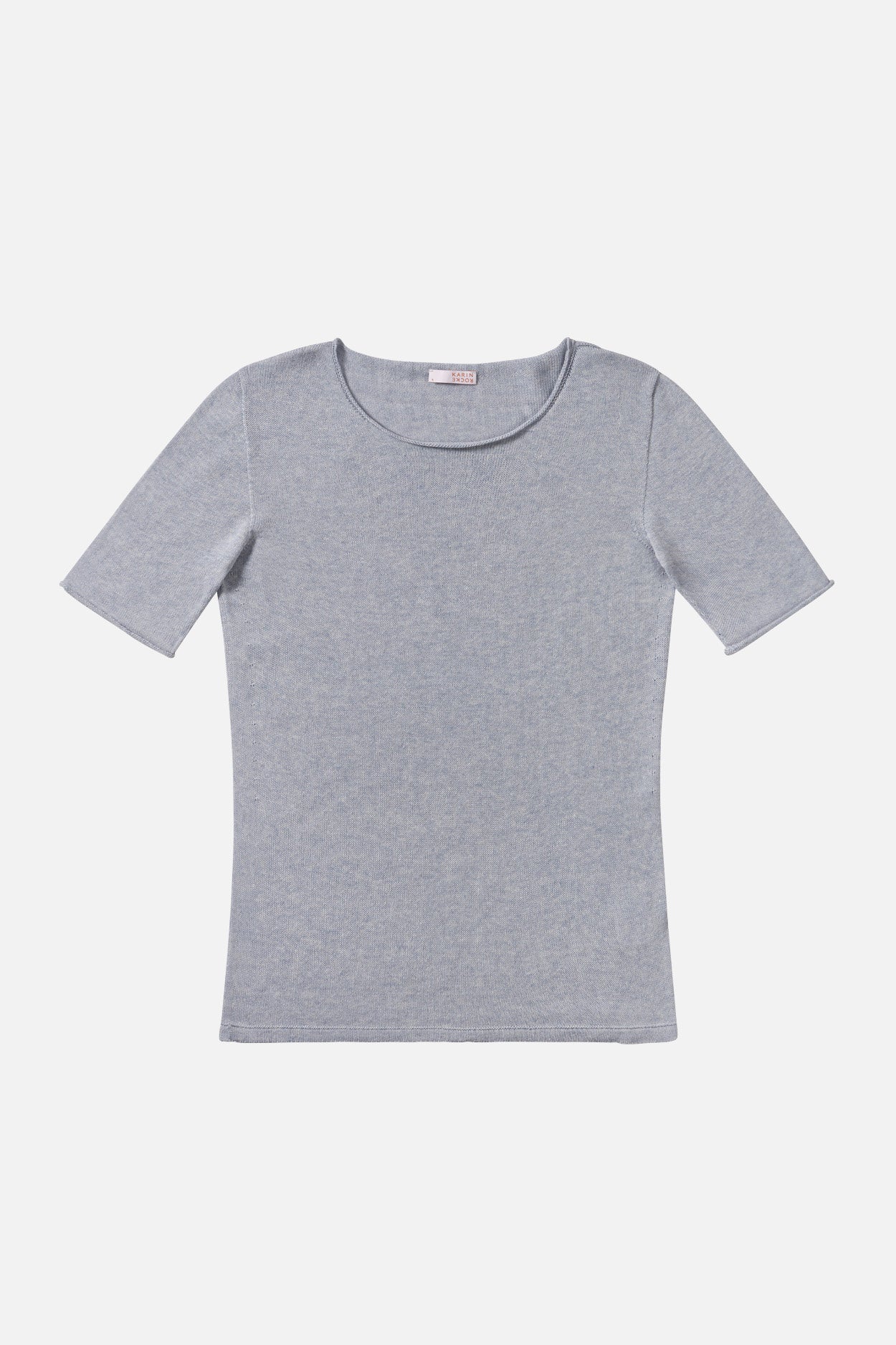 cotton cashmere knit shirt grey melange