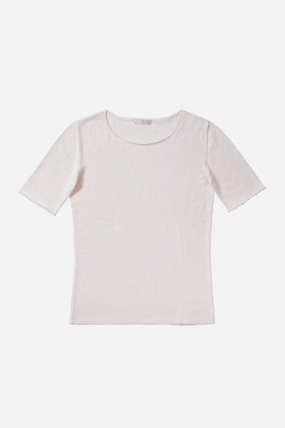 cotton cashmere knit shirt white