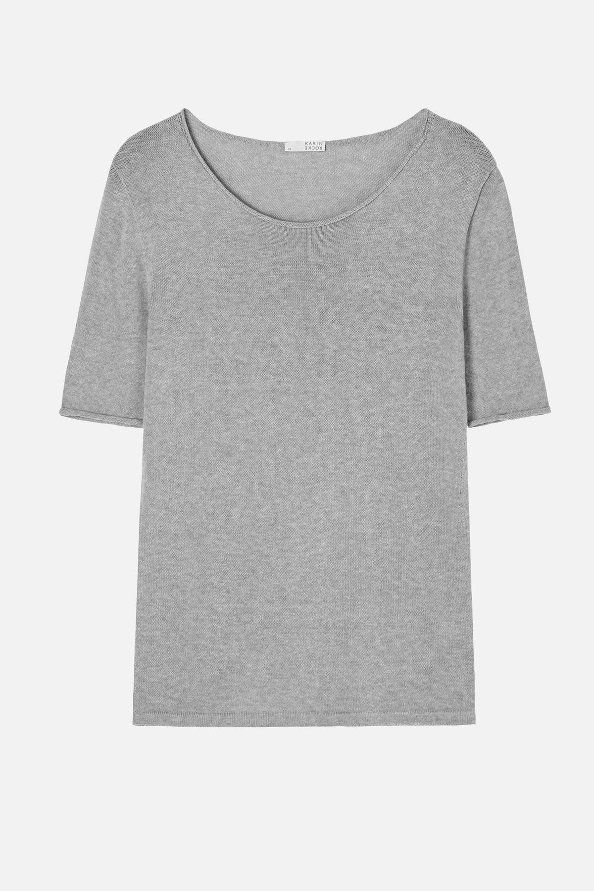 Long Cotton cashmere knit shirt blue grey melange