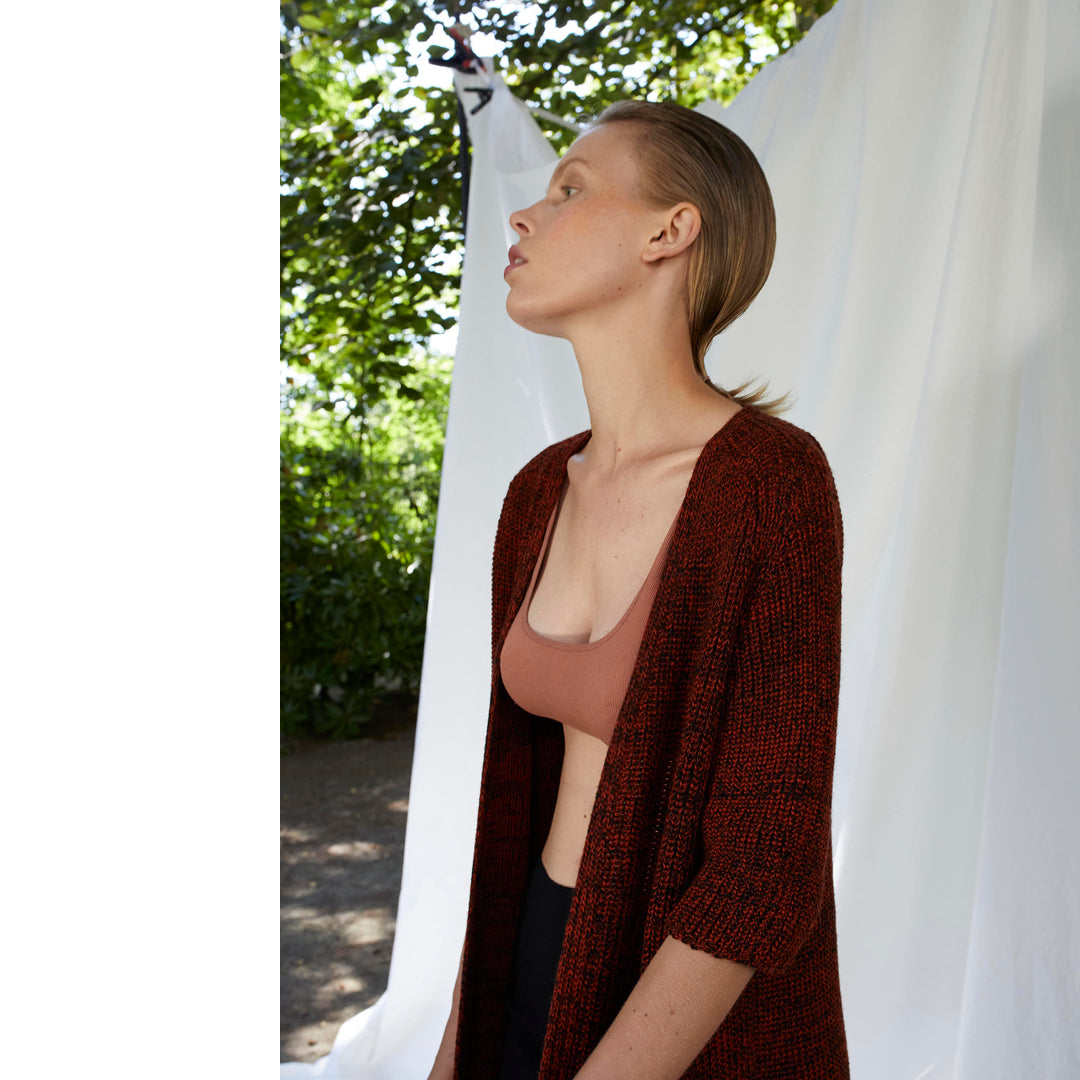 Karin Rocke long cardigan in merino wool cardigans Rusty black mix