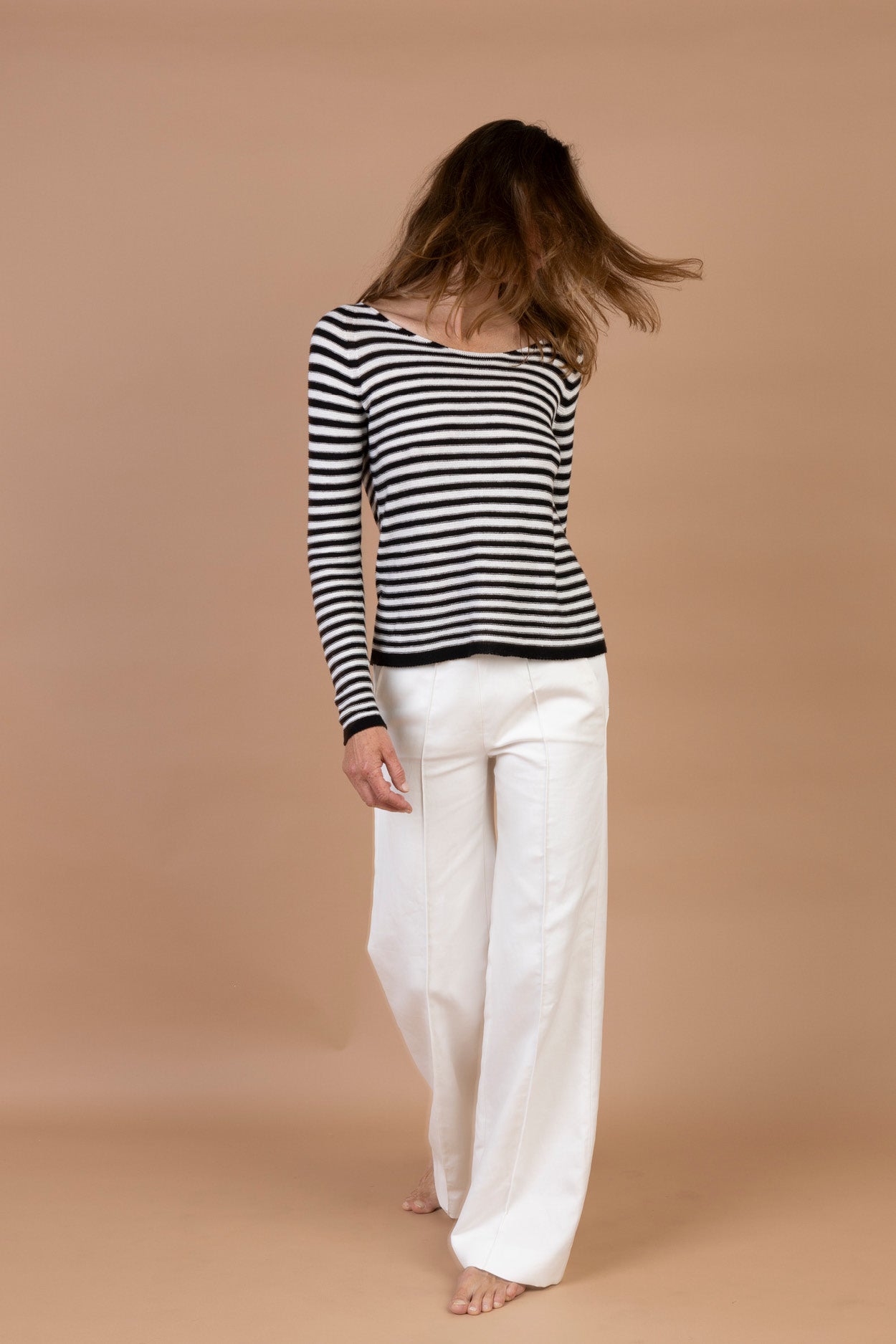 Karin Rocke maritim striped jumper summer knits black and white