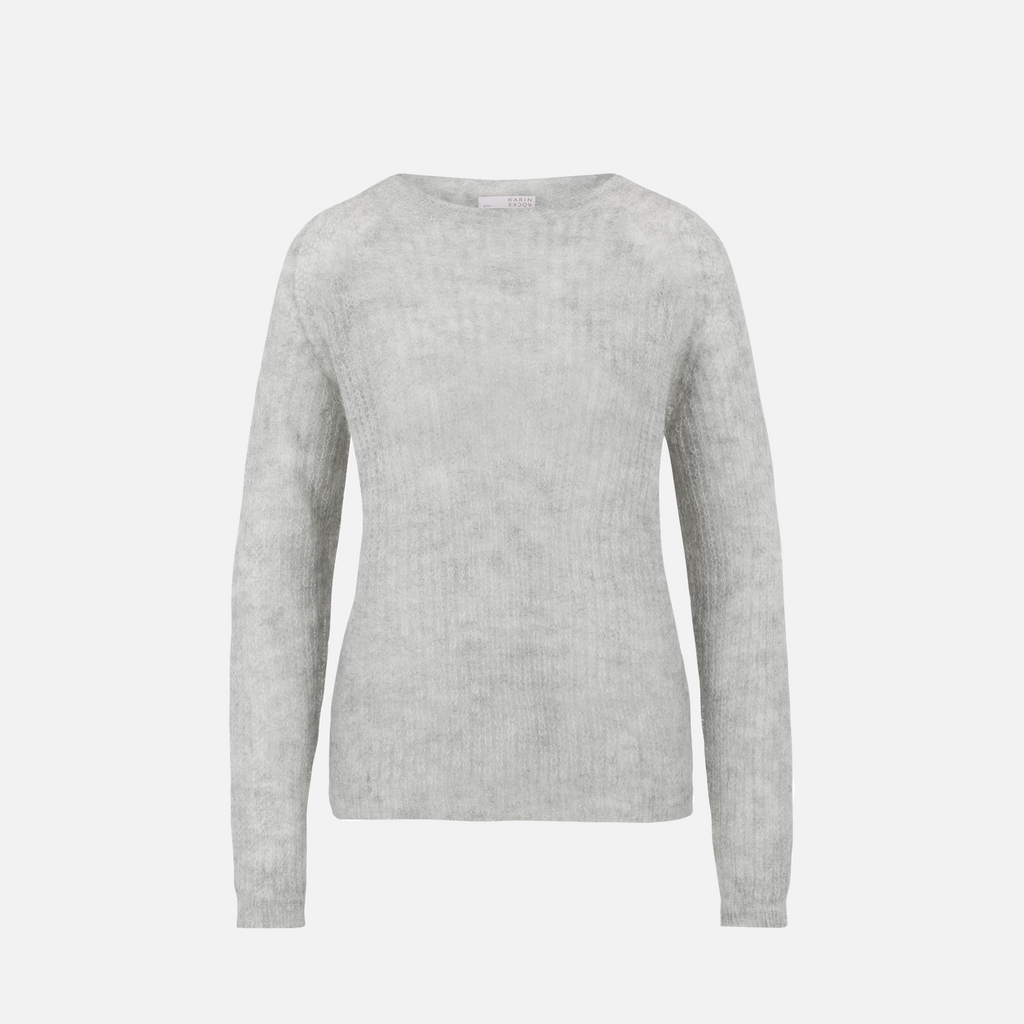 Karin Rocke sheer melange crew neck jumpers grey melange