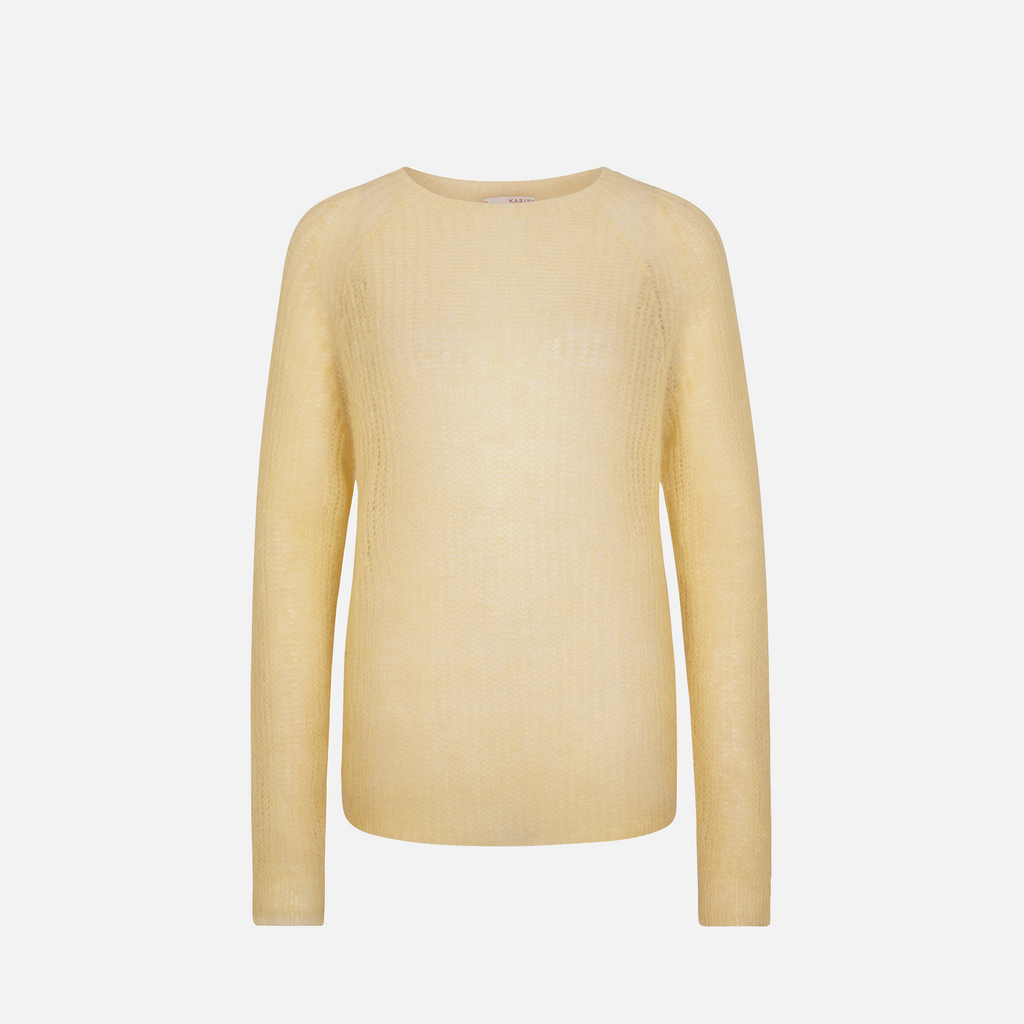 Karin Rocke sheer melange crew neck jumpers lemon