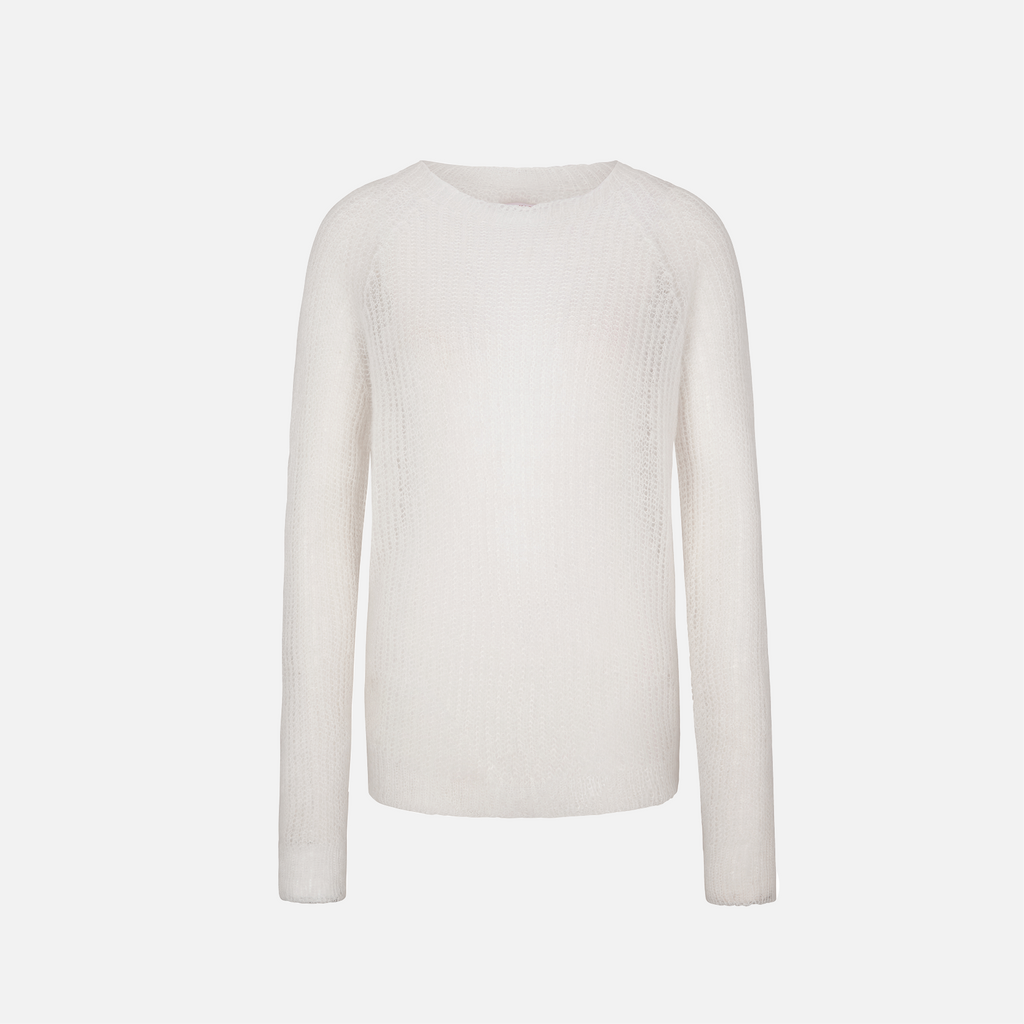 Karin Rocke sheer melange crew neck jumpers natural white