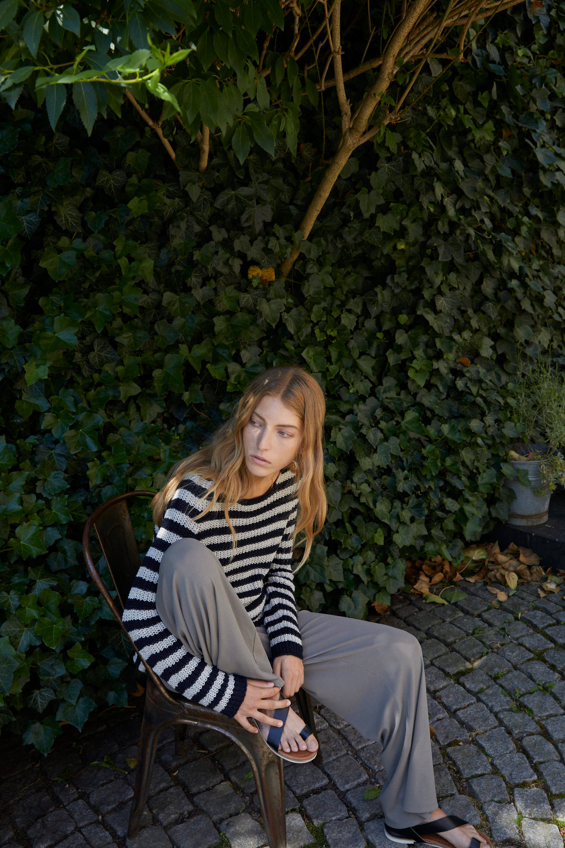 Karin Rocke striped summer jumper jumpers grey and blue stripes