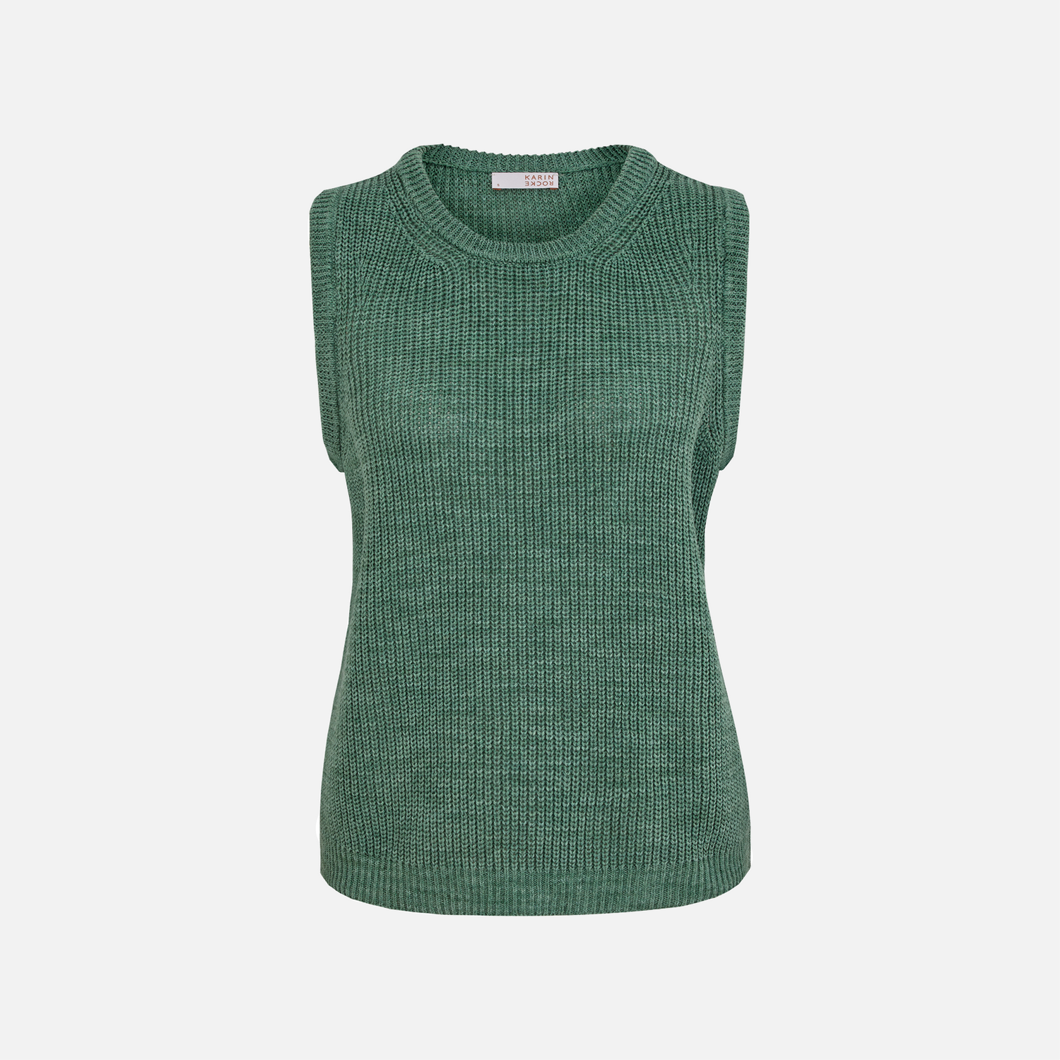 Karin Rocke tank top in cotton and linen summer knits hazy green