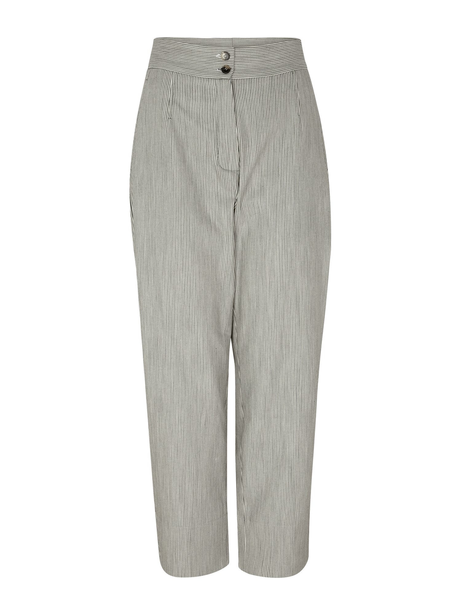 Karin Rocke tapered striped cotton pants pants blue&amp; white